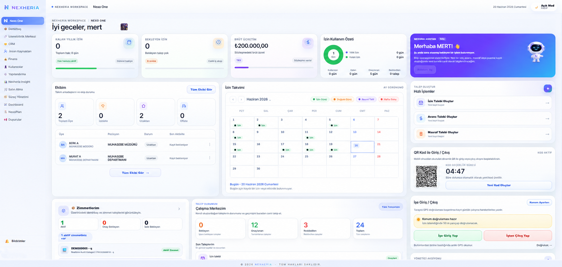 Nexheria tek platform kontrol paneli